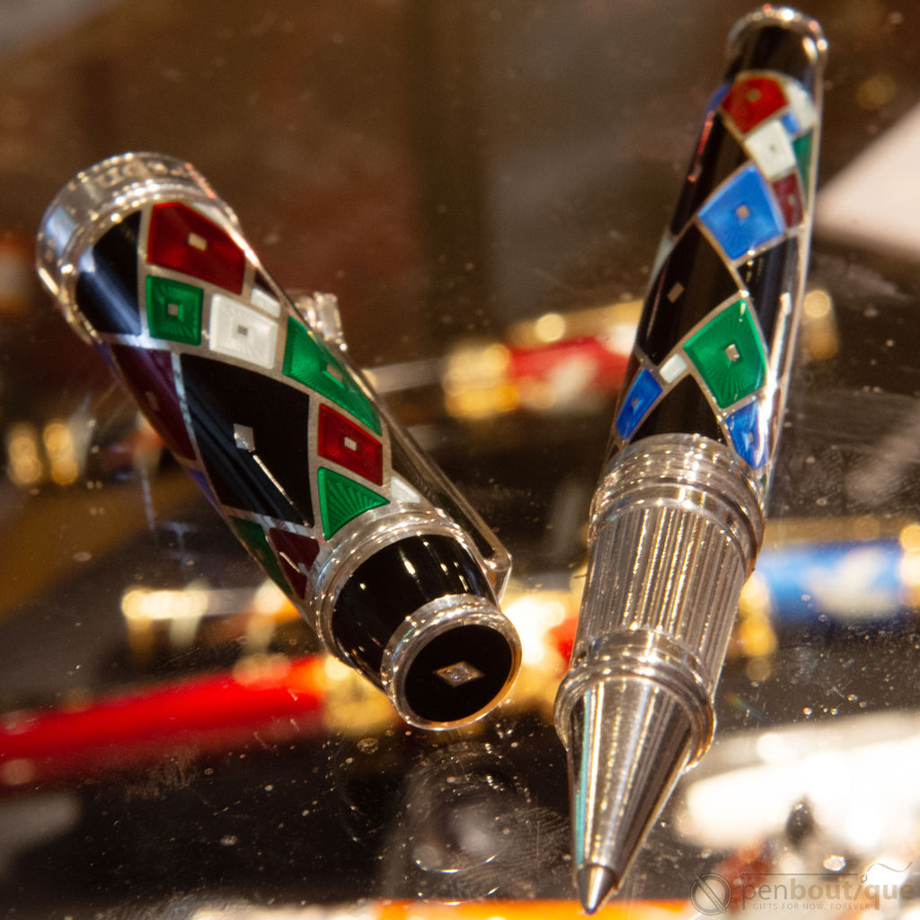 David Oscarson Harlequin Rollerball Pen - Opaque Black/Onyx - Pen Boutique Ltd