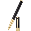 S T Dupont D-Initial Rollerball Pen - Gold Trim - Black-Pen Boutique Ltd