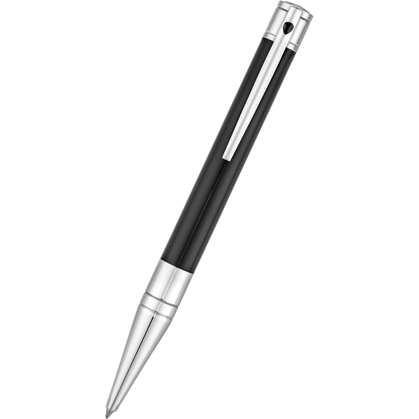 S T Dupont D-Initial Ballpoint Pen - Chrome Trim - Black-Pen Boutique Ltd