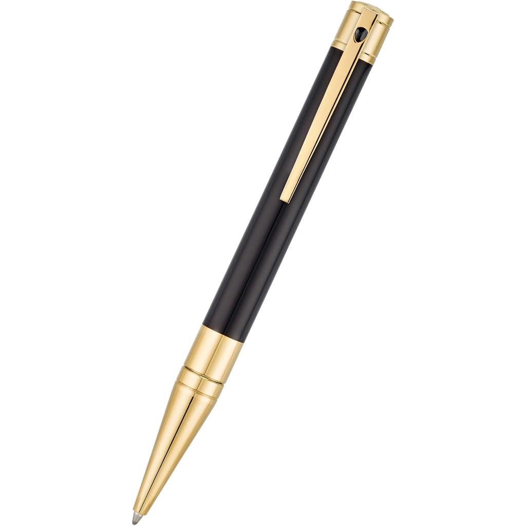 S T Dupont D-Initial Ballpoint Pen - Gold Trim - Black-Pen Boutique Ltd