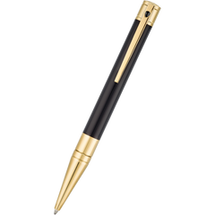 S T Dupont D-Initial Ballpoint Pen - Gold Trim - Black-Pen Boutique Ltd
