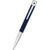 S T Dupont D-Initial Ballpoint Pen - Chrome Trim - Blue-Pen Boutique Ltd