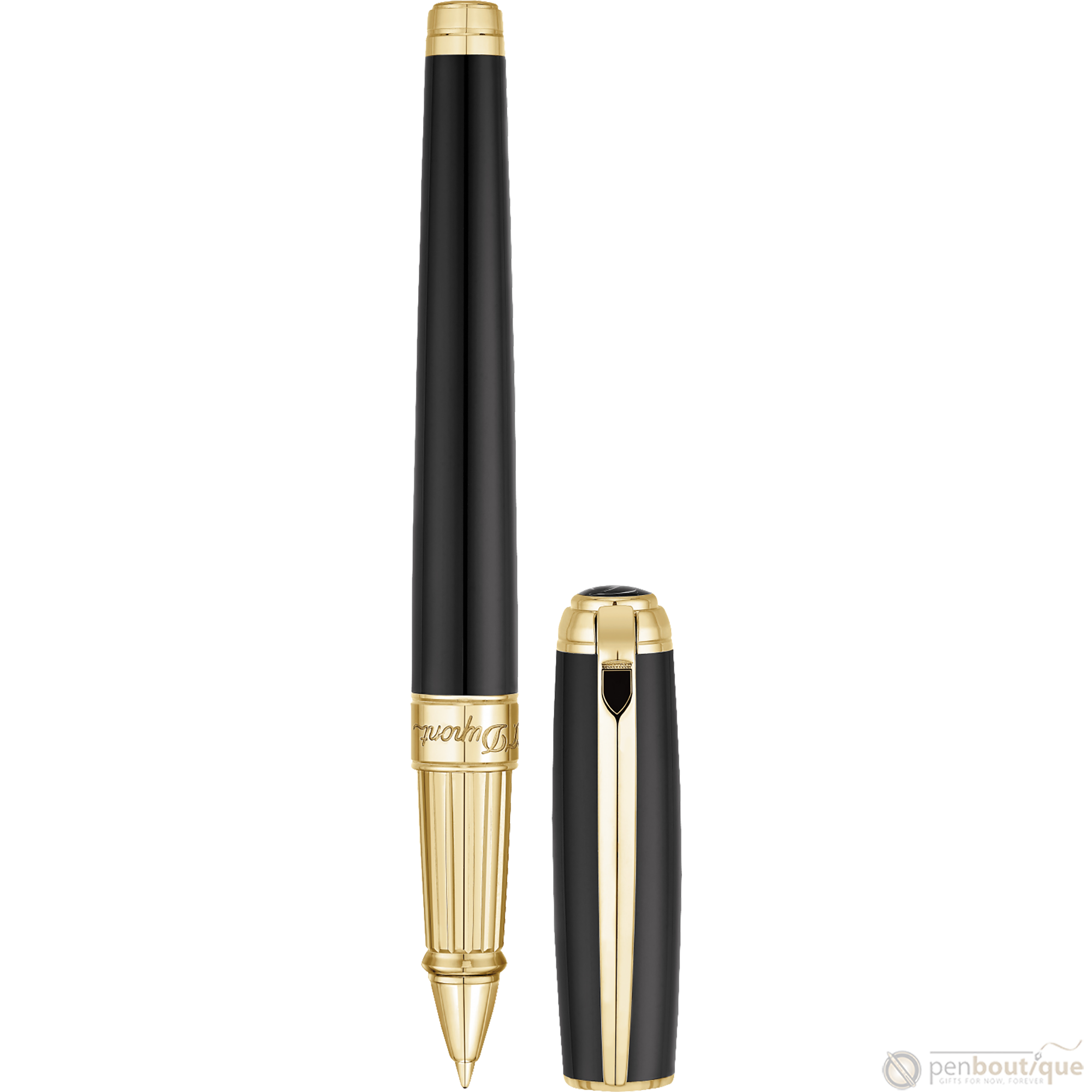 ST Dupont Line D Large Black with Gold Trim Rollerball Pen-Pen Boutique Ltd