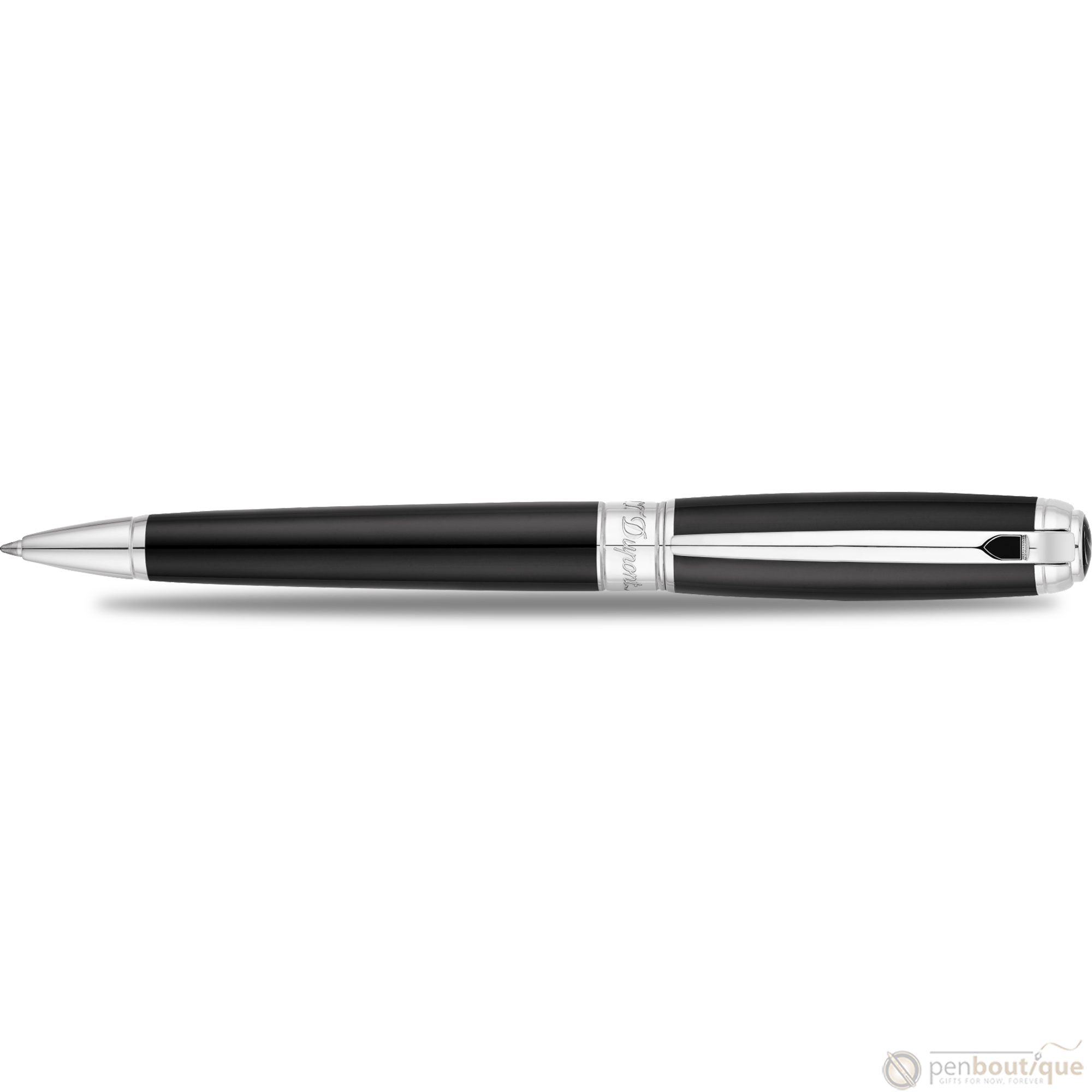 S T Dupont Line D Ballpoint Pen - Black - Chrome Trim-Pen Boutique Ltd