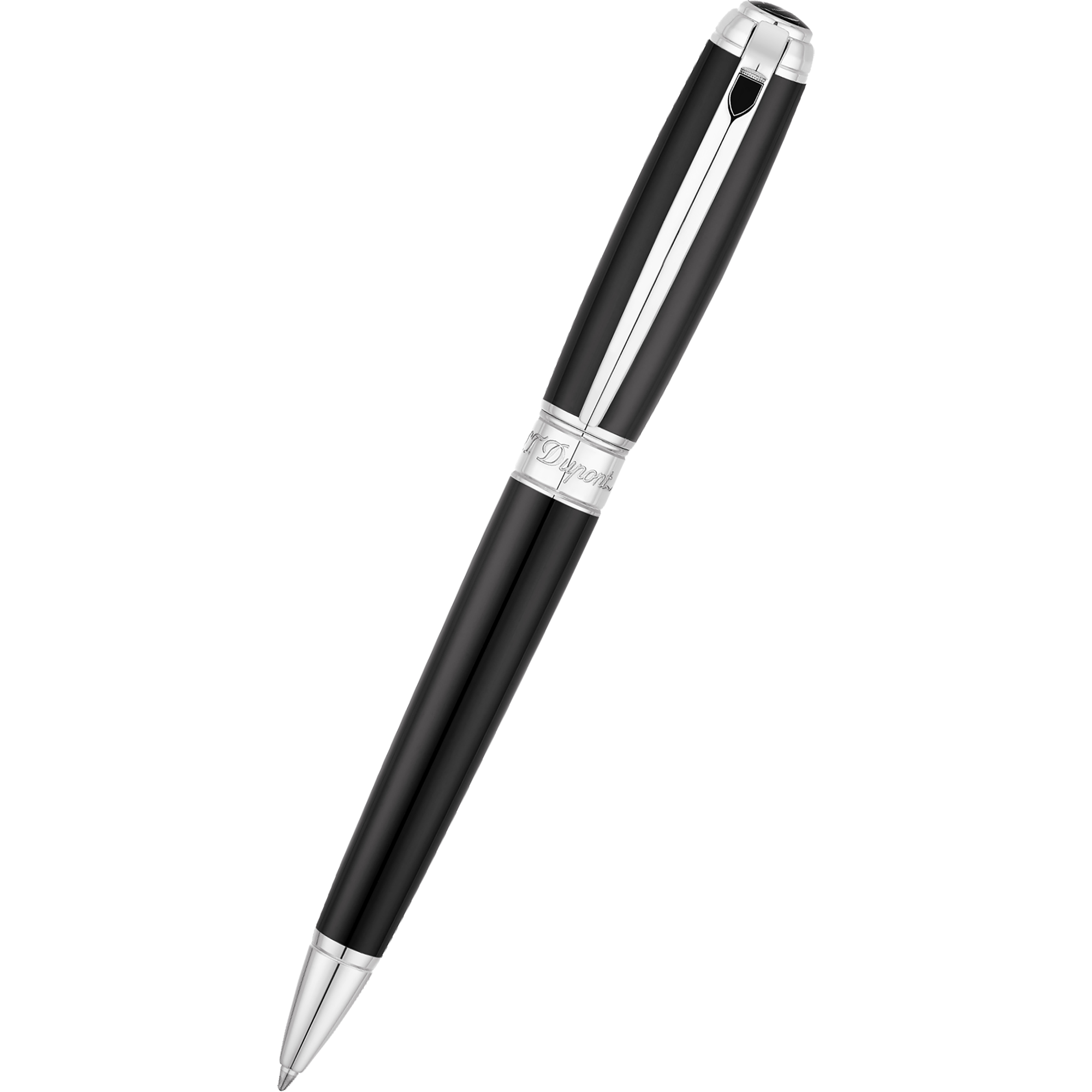 S T Dupont Line D Ballpoint Pen - Black - Chrome Trim-Pen Boutique Ltd