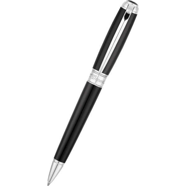 S T Dupont Line D Ballpoint Pen - Black - Chrome Trim-Pen Boutique Ltd