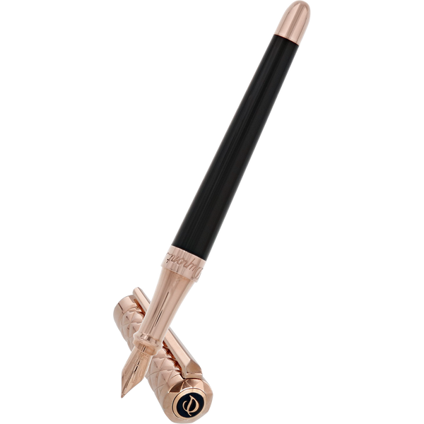 S T Dupont Liberte Fountain Pen - Black - Pink Gold-Pen Boutique Ltd