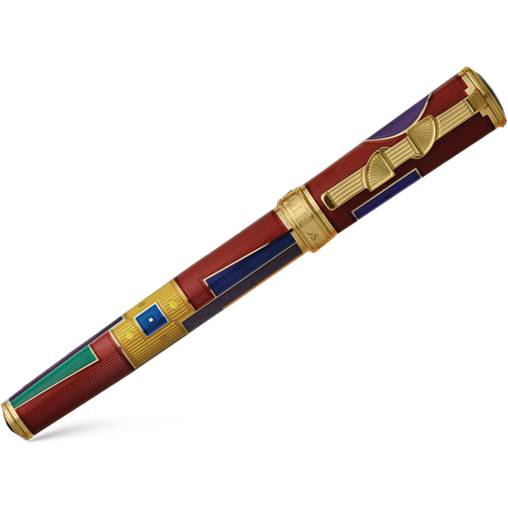 David Oscarson 15th Anniversary/American Art Deco Fountain Pen - Translucent Ruby with Multi-colored & Gold Vermeil-Pen Boutique Ltd