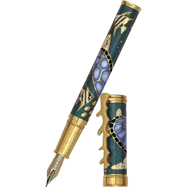 David Oscarson Sea Turtle Fountain Pen - Teal-Pen Boutique Ltd