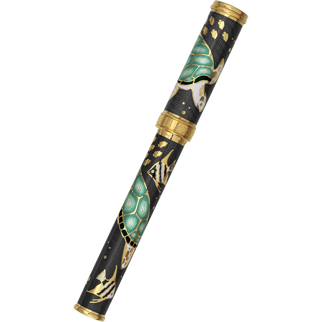 David Oscarson Sea Turtle Rollerball Pen - Mossy Black-Pen Boutique Ltd
