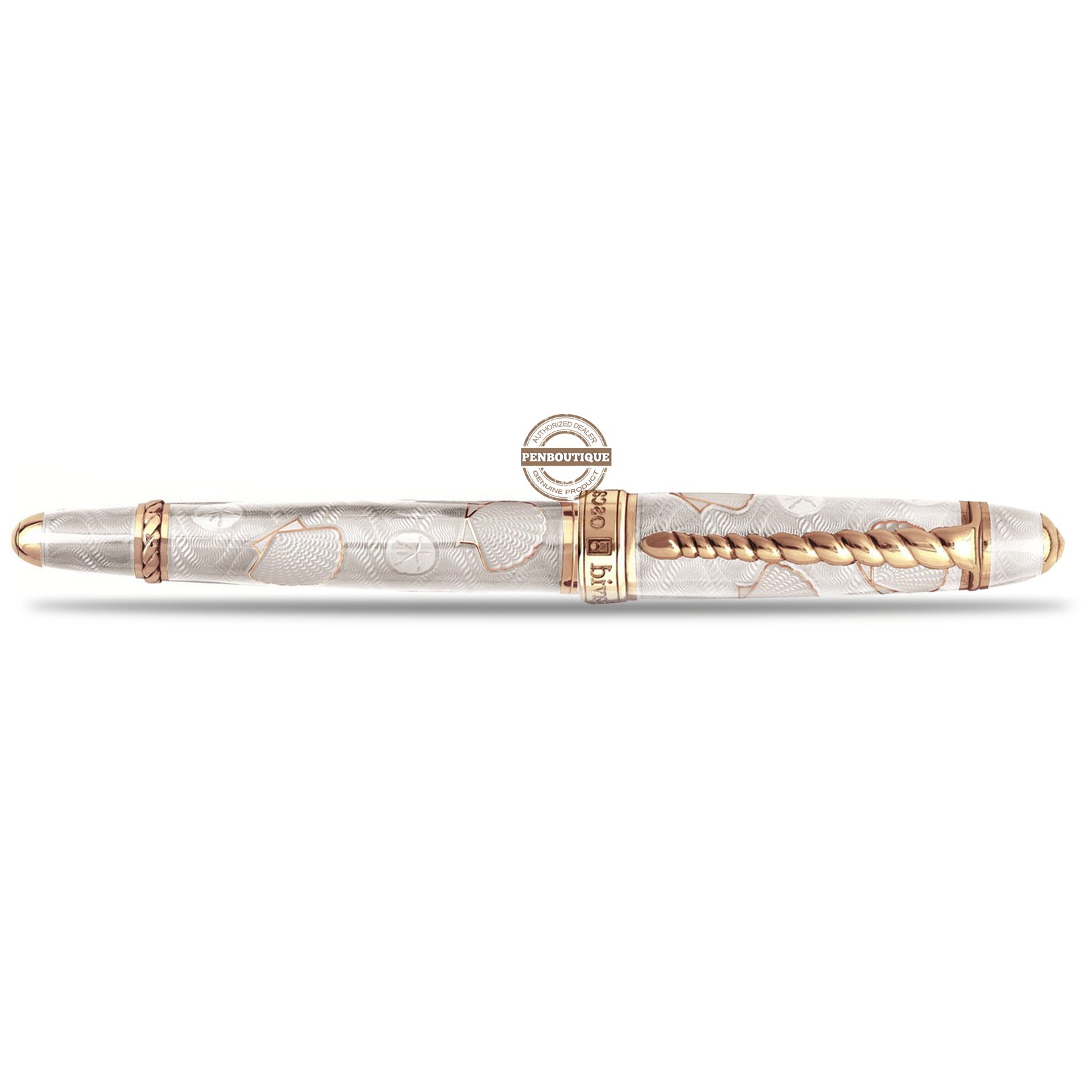 David Oscarson Seaside Rollerball Pen - Limited Edition - White Sand/Rose Gold Vermeil-Pen Boutique Ltd