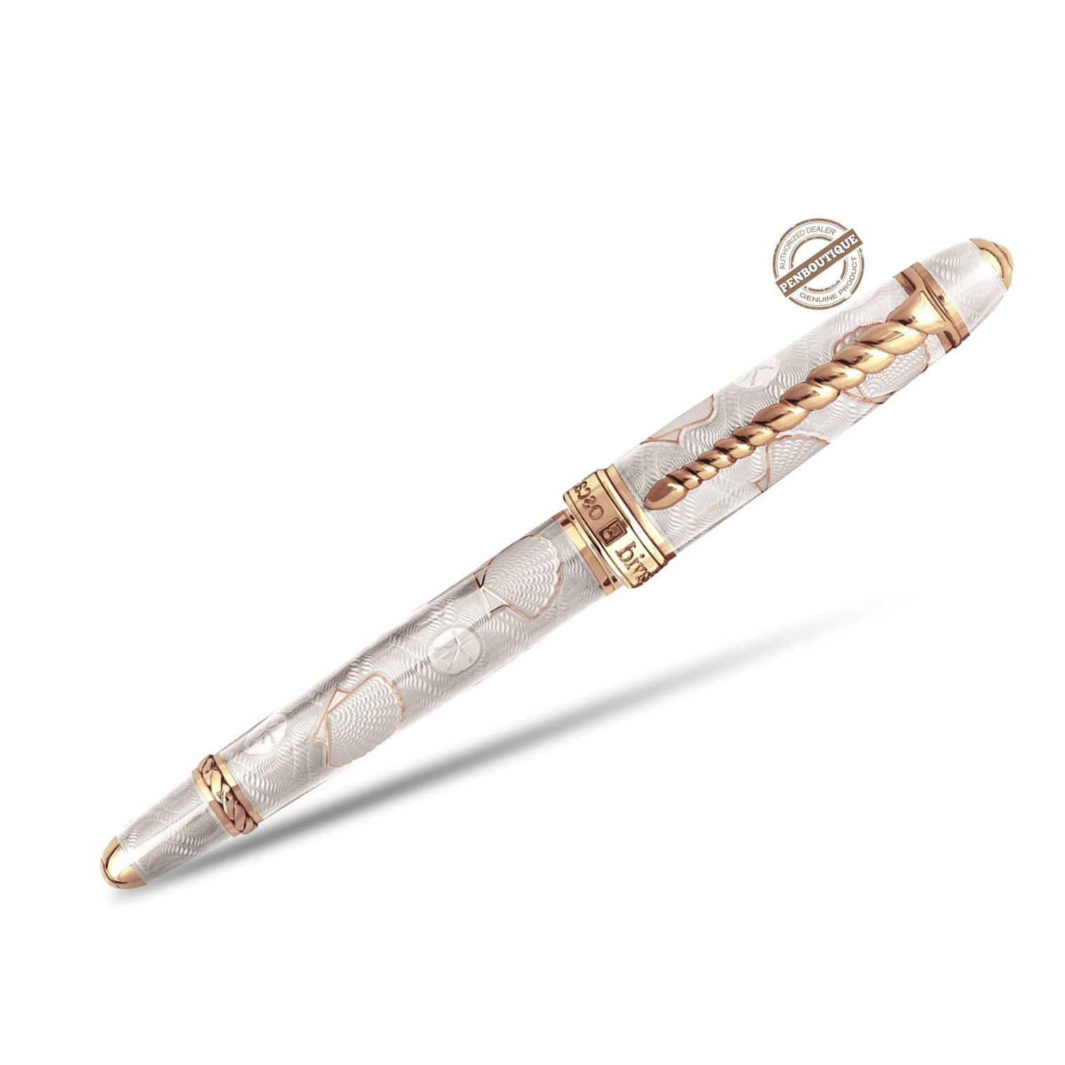 David Oscarson Seaside Rollerball Pen - Limited Edition - White Sand/Rose Gold Vermeil-Pen Boutique Ltd