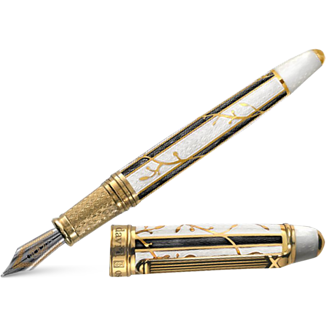 David Oscarson Trellis Fountain Pen - Limited Edition - White & BlacK/18k YG Vermeil-Pen Boutique Ltd