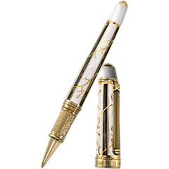 David Oscarson Trellis Rollerball Pen - Limited Edition - White & Black/18K YG Vermeil-Pen Boutique Ltd