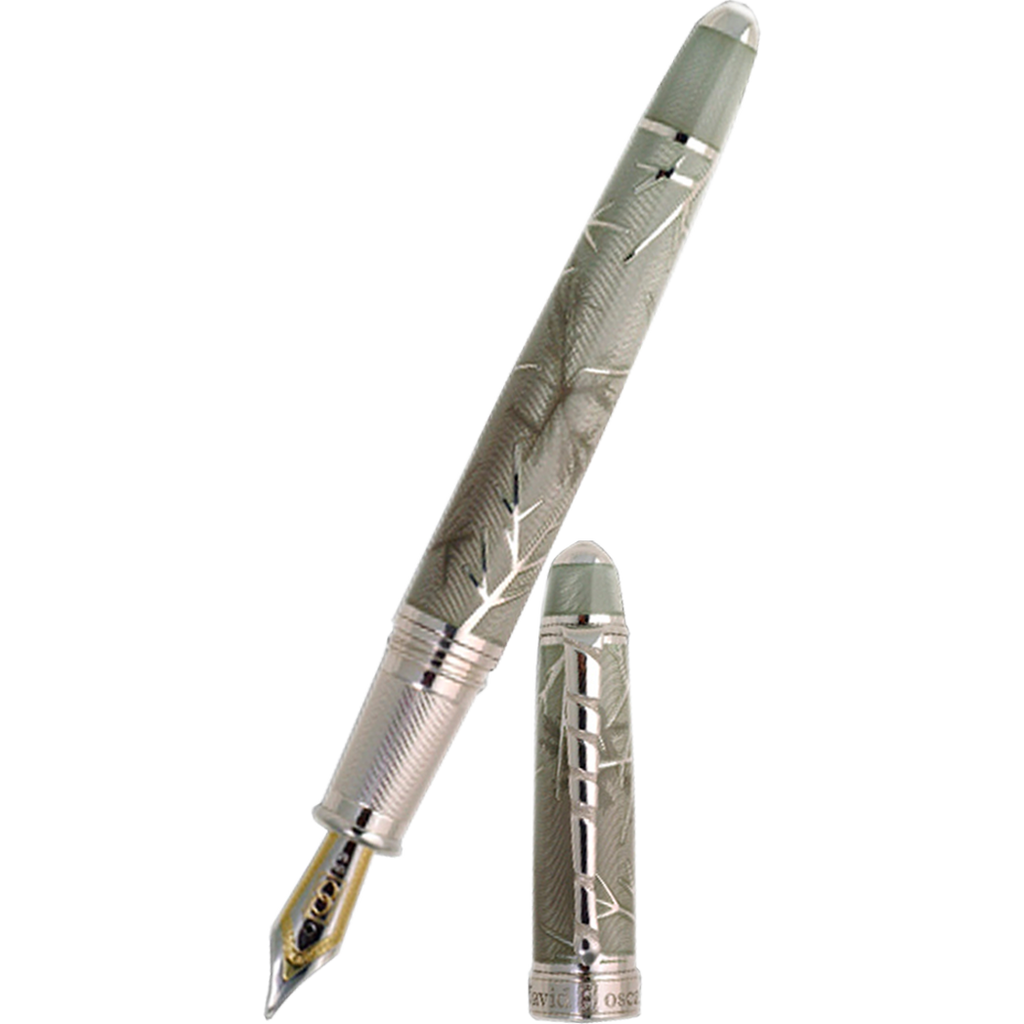David Oscarson Winter Fountain Pen - Winter Grey & Rhodium-Pen Boutique Ltd