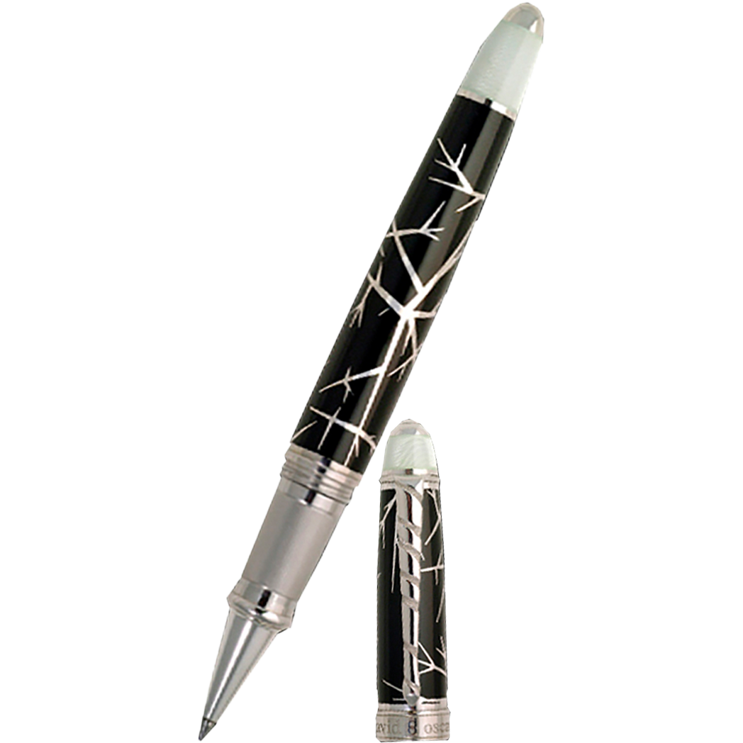 David Oscarson Winter Rollerball Pen - Winter Black & Rhodium-Pen Boutique Ltd