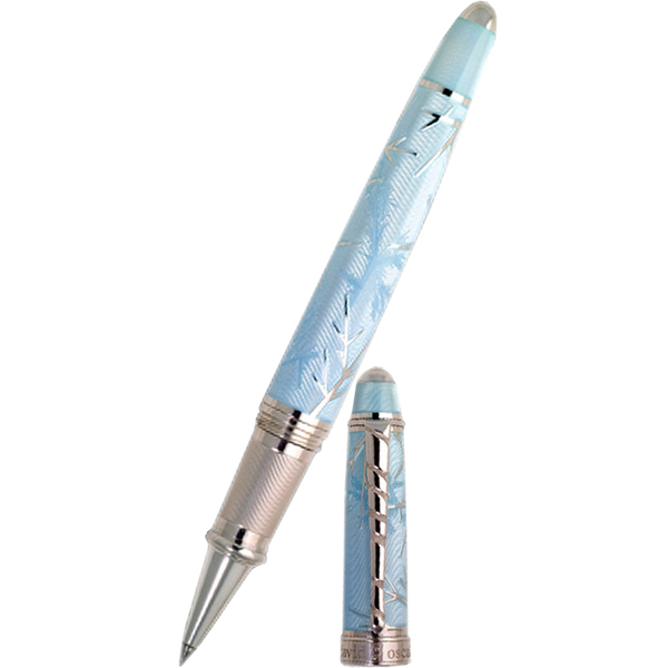 David Oscarson Winter Rollerball Pen - Winter Blue & Rhodium-Pen Boutique Ltd