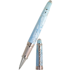 David Oscarson Winter Rollerball Pen - Winter Blue & Rhodium-Pen Boutique Ltd