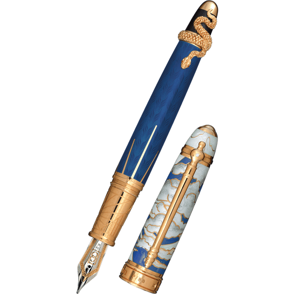 David Oscarson Deus Regit Fountain Pen - Blue - Gold Trim-Pen Boutique Ltd
