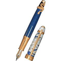 David Oscarson Deus Regit Fountain Pen - Blue - Gold Trim-Pen Boutique Ltd