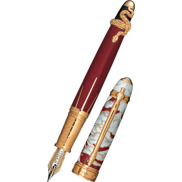 David Oscarson Deus Regit Fountain Pen - Red - Gold Trim-Pen Boutique Ltd