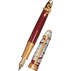 David Oscarson Deus Regit Fountain Pen - Red - Gold Trim-Pen Boutique Ltd