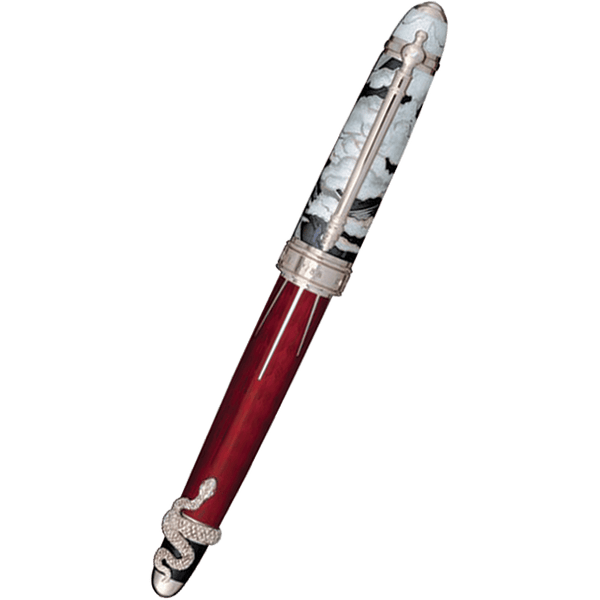 David Oscarson Deus Regit Rollerball Pen - Red - Silver Trim-Pen Boutique Ltd