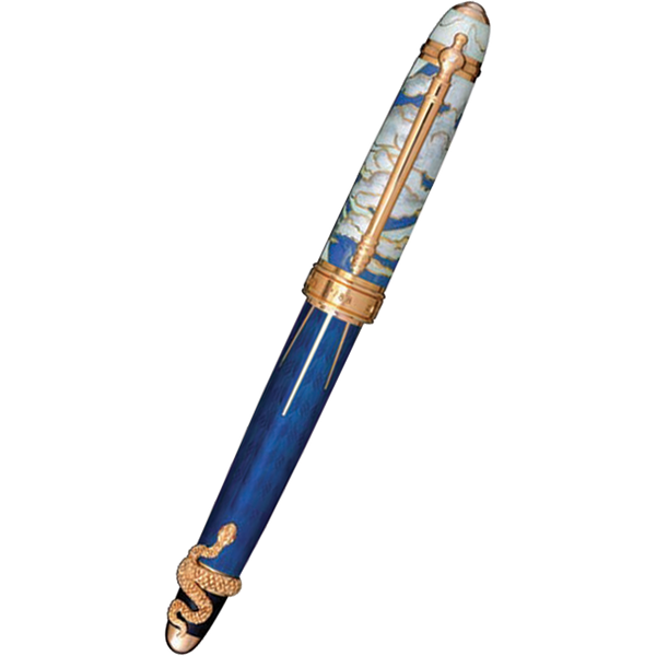 David Oscarson Deus Regit Rollerball Pen - Blue - Gold Trim-Pen Boutique Ltd