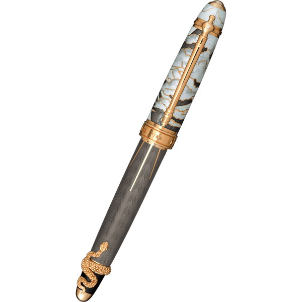 David Oscarson Deus Regit Rollerball Pen - Gray - Gold Trim-Pen Boutique Ltd