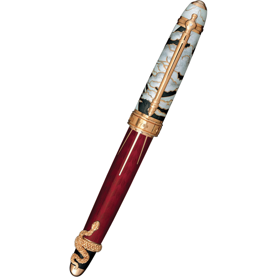 David Oscarson Deus Regit Rollerball Pen - Red - Gold Trim-Pen Boutique Ltd