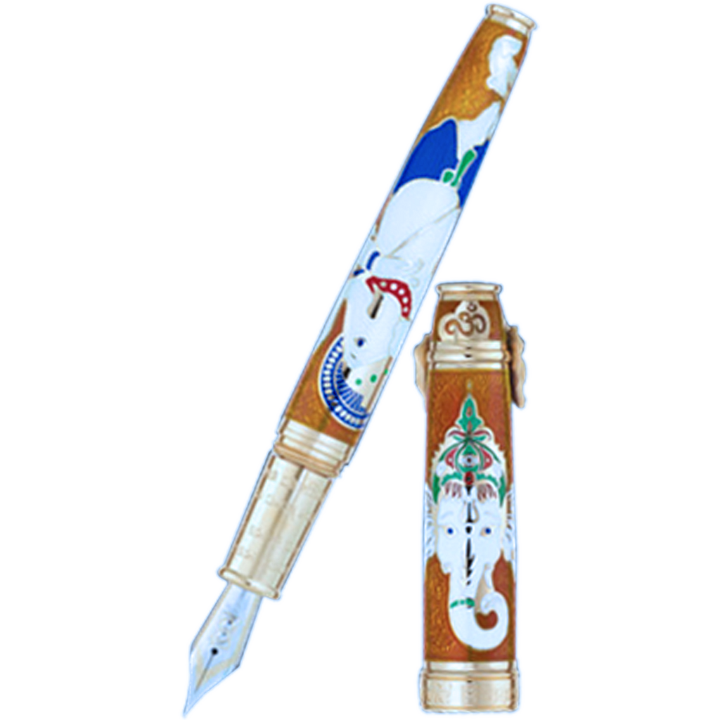 David Oscarson Lord Ganesha Fountain Pen - Saffron 01
