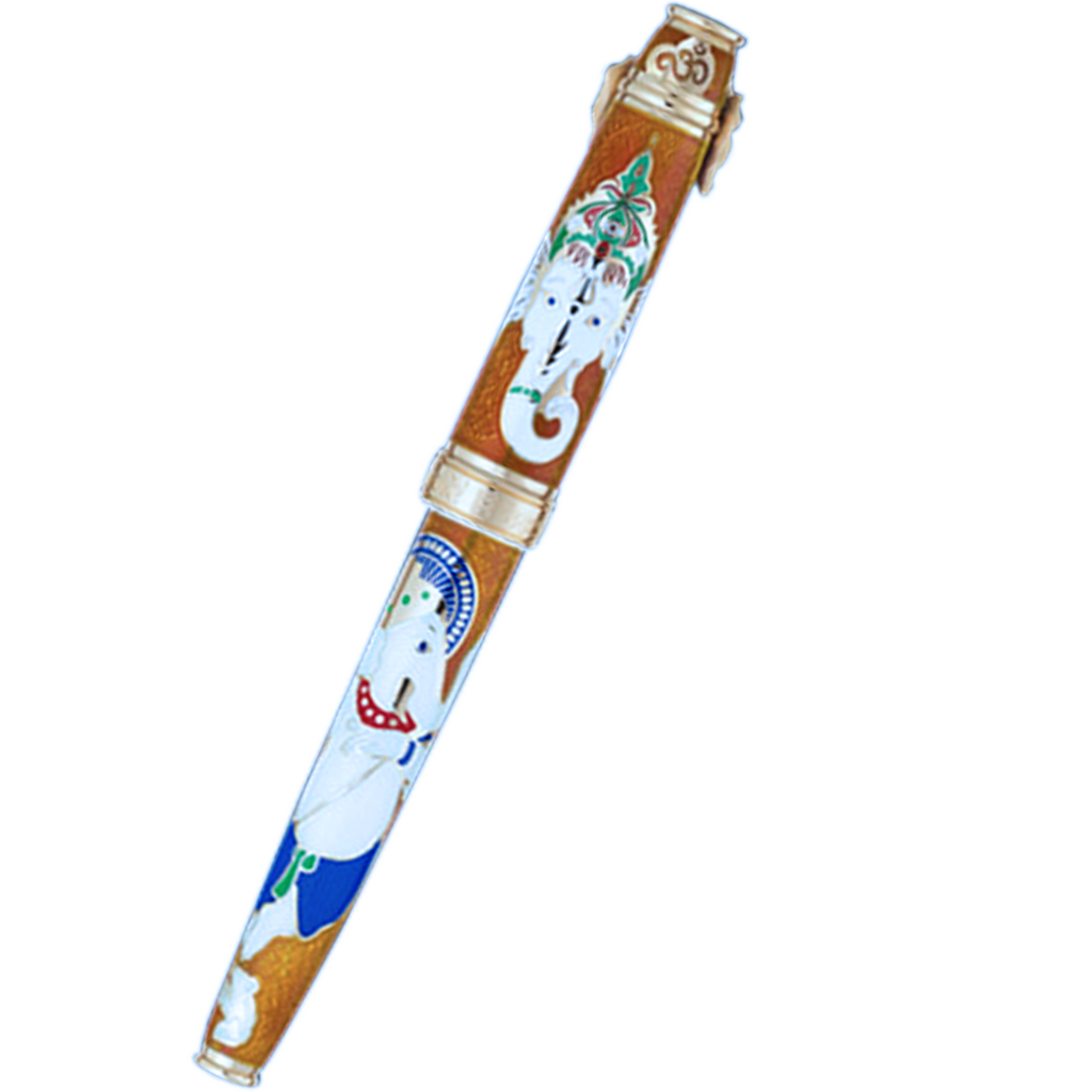 David Oscarson Lord Ganesha Rollerball Pen - Saffron-Pen Boutique Ltd