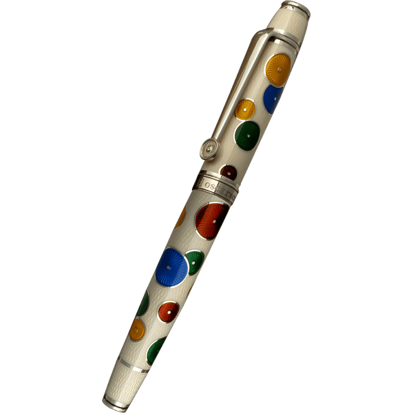 David Oscarson Pierrette Rollerball Pen - White Guilloche-Pen Boutique Ltd
