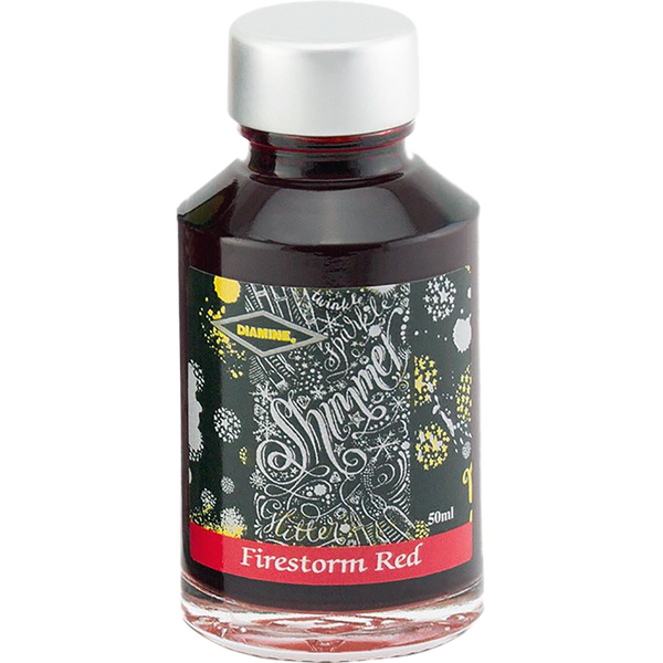 Diamine Shimmer Ink 50 ml Firestorm Red - Silver shimmer-Pen Boutique Ltd