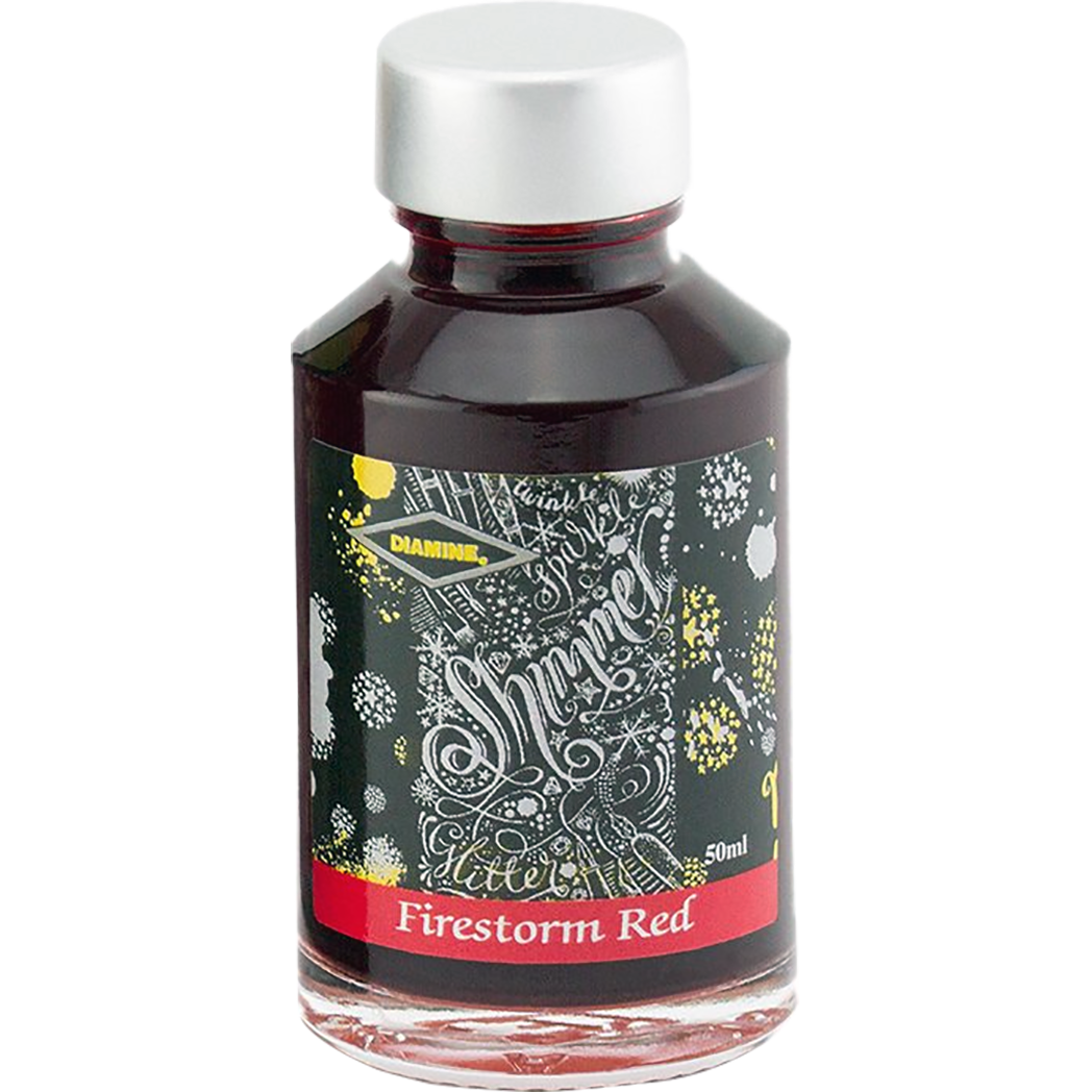 Diamine Shimmer Ink 50 ml Firestorm Red - Silver shimmer-Pen Boutique Ltd