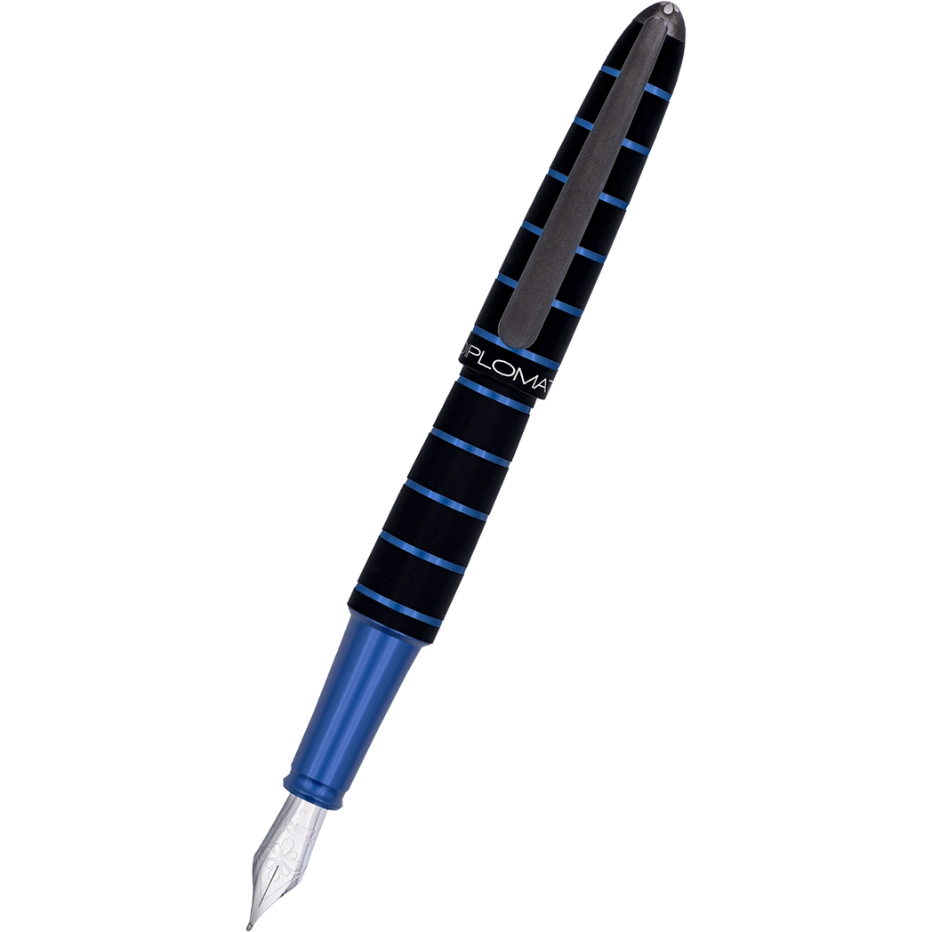 Diplomat Elox Ring Fountain Pen - Blue - Stainless Steel Nib-Pen Boutique Ltd