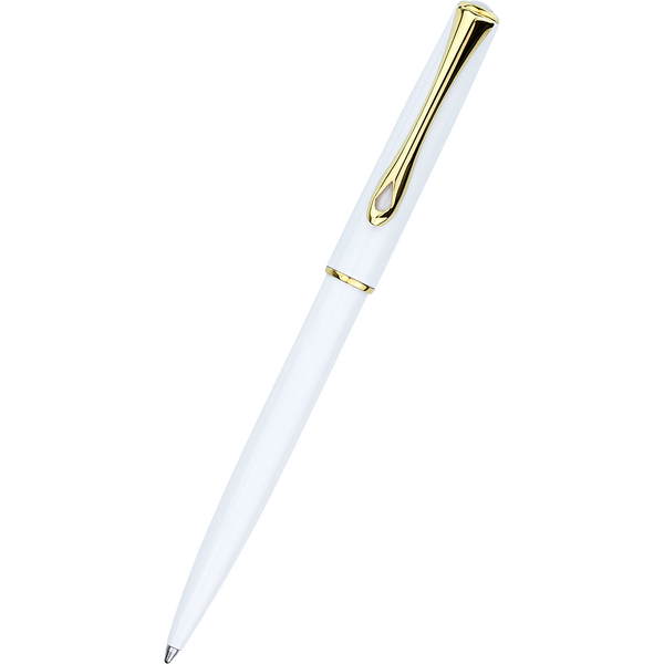 Diplomat Traveller EasyFLOW Ballpoint Pen - Snowwhite - Gold Trim-Pen Boutique Ltd