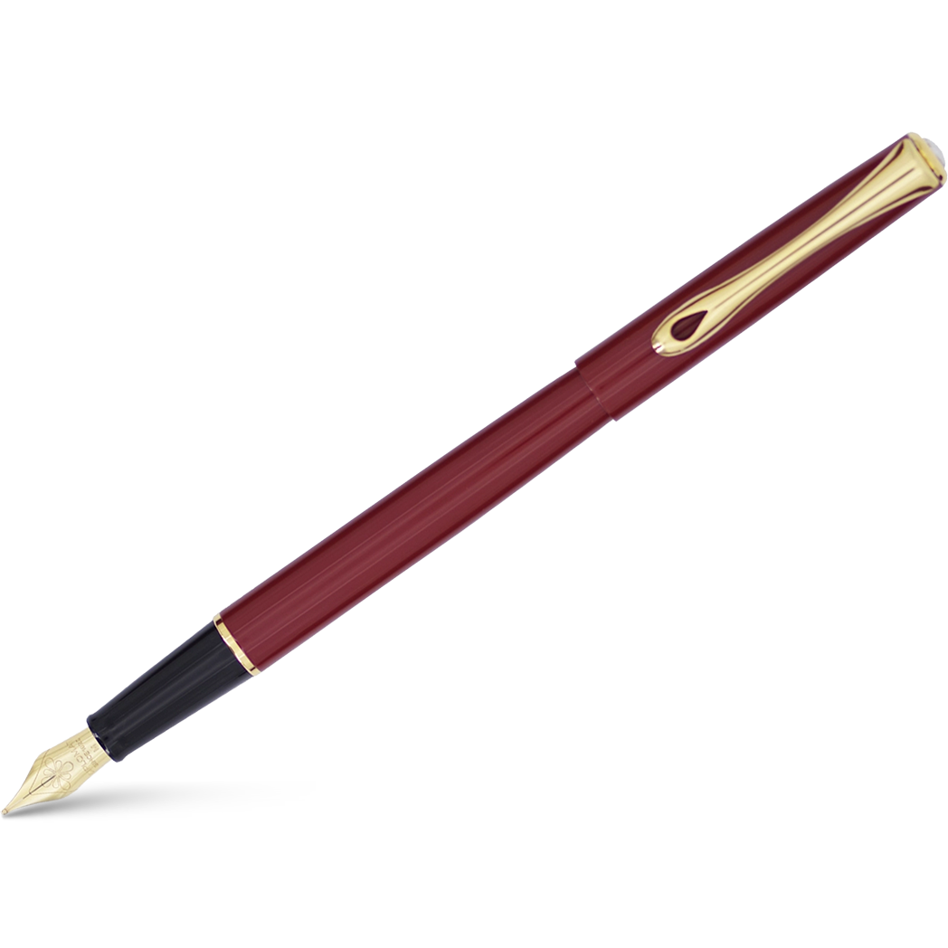 Diplomat Traveller Fountain Pen - Dark Red - Gold-Pen Boutique Ltd