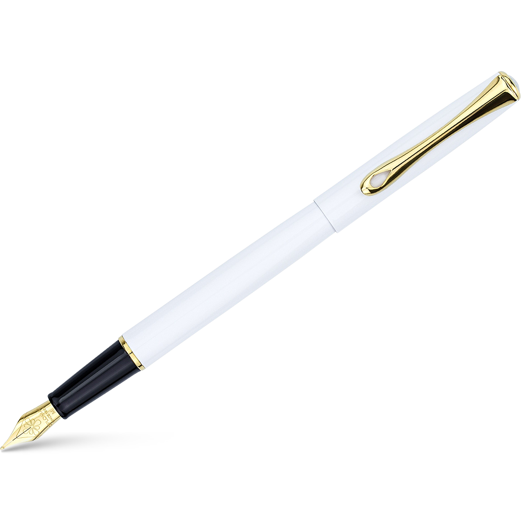 Diplomat Traveller Fountain Pen - Snowwhite - Gold Trim-Pen Boutique Ltd
