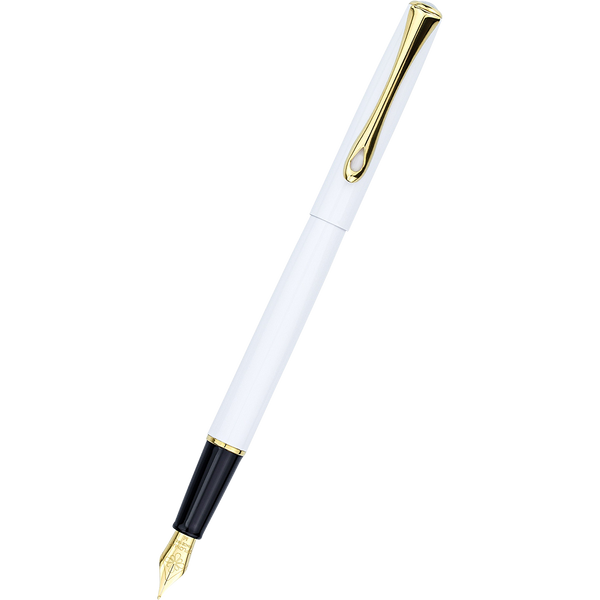 Diplomat Traveller Fountain Pen - Snowwhite - Gold Trim-Pen Boutique Ltd