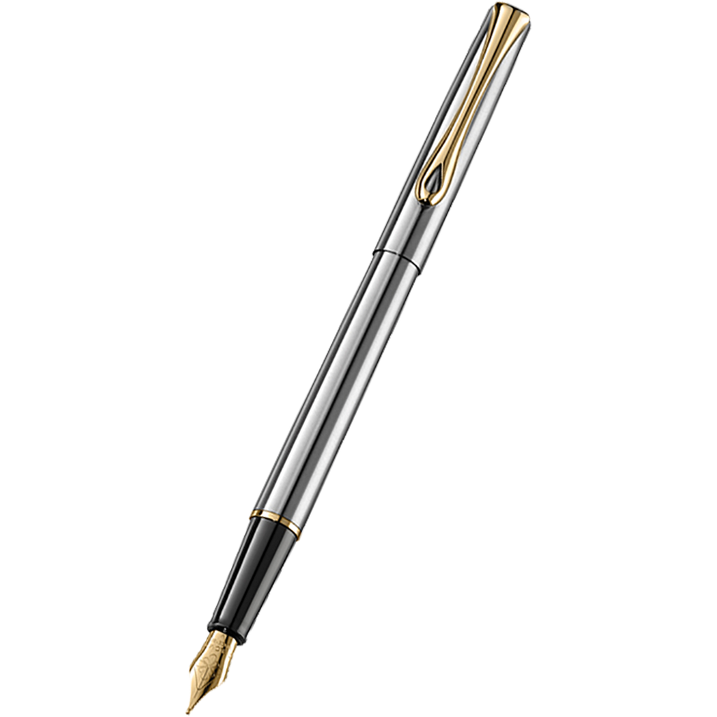 Diplomat Traveller Fountain Pen - Stainless Steel Gold-Pen Boutique Ltd