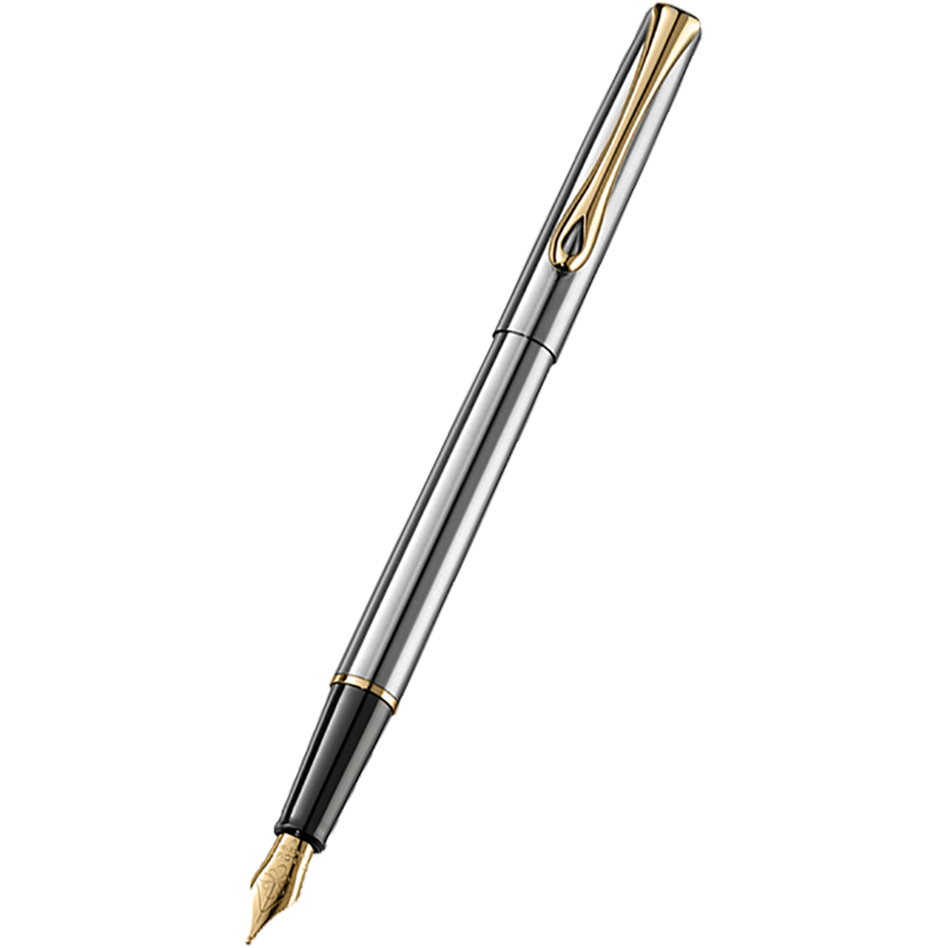 Diplomat Traveller Fountain Pen - Stainless Steel Gold-Pen Boutique Ltd
