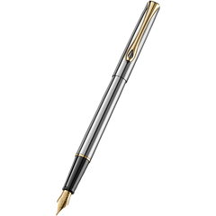 Diplomat Traveller Fountain Pen - Stainless Steel Gold-Pen Boutique Ltd