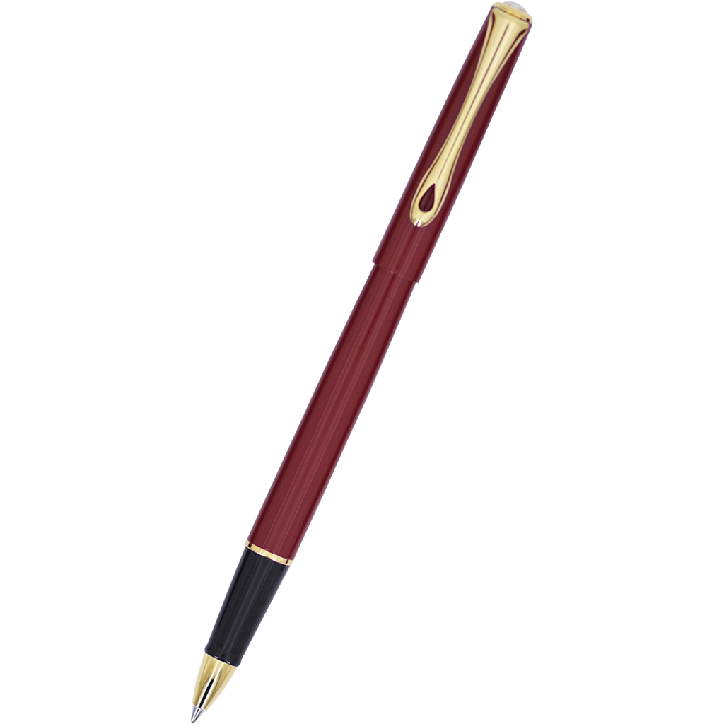 Diplomat Traveller Rollerball Pen - Dark Red - Gold-Pen Boutique Ltd