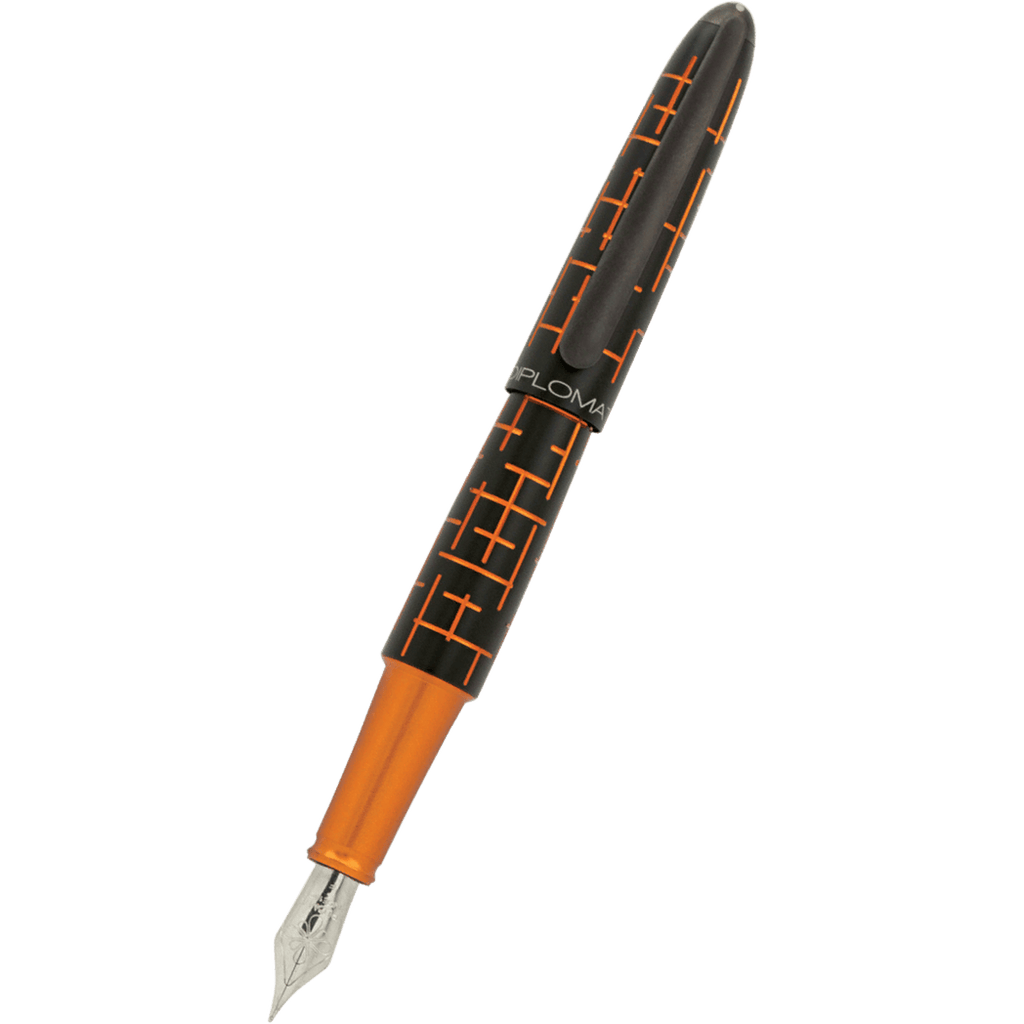 Diplomat Elox Fountain Pen - Matrix Black Orange - Stainless Steel Nib-Pen Boutique Ltd