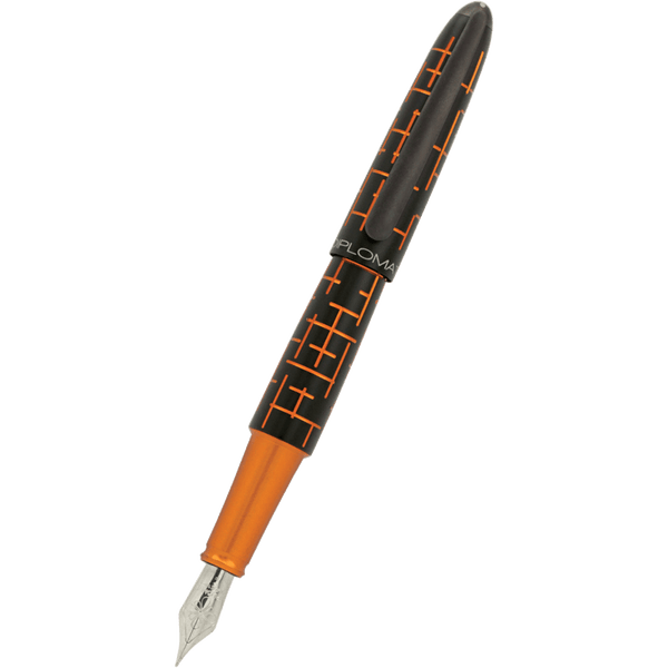 Diplomat Elox Fountain Pen - Matrix Black Orange - Stainless Steel Nib-Pen Boutique Ltd