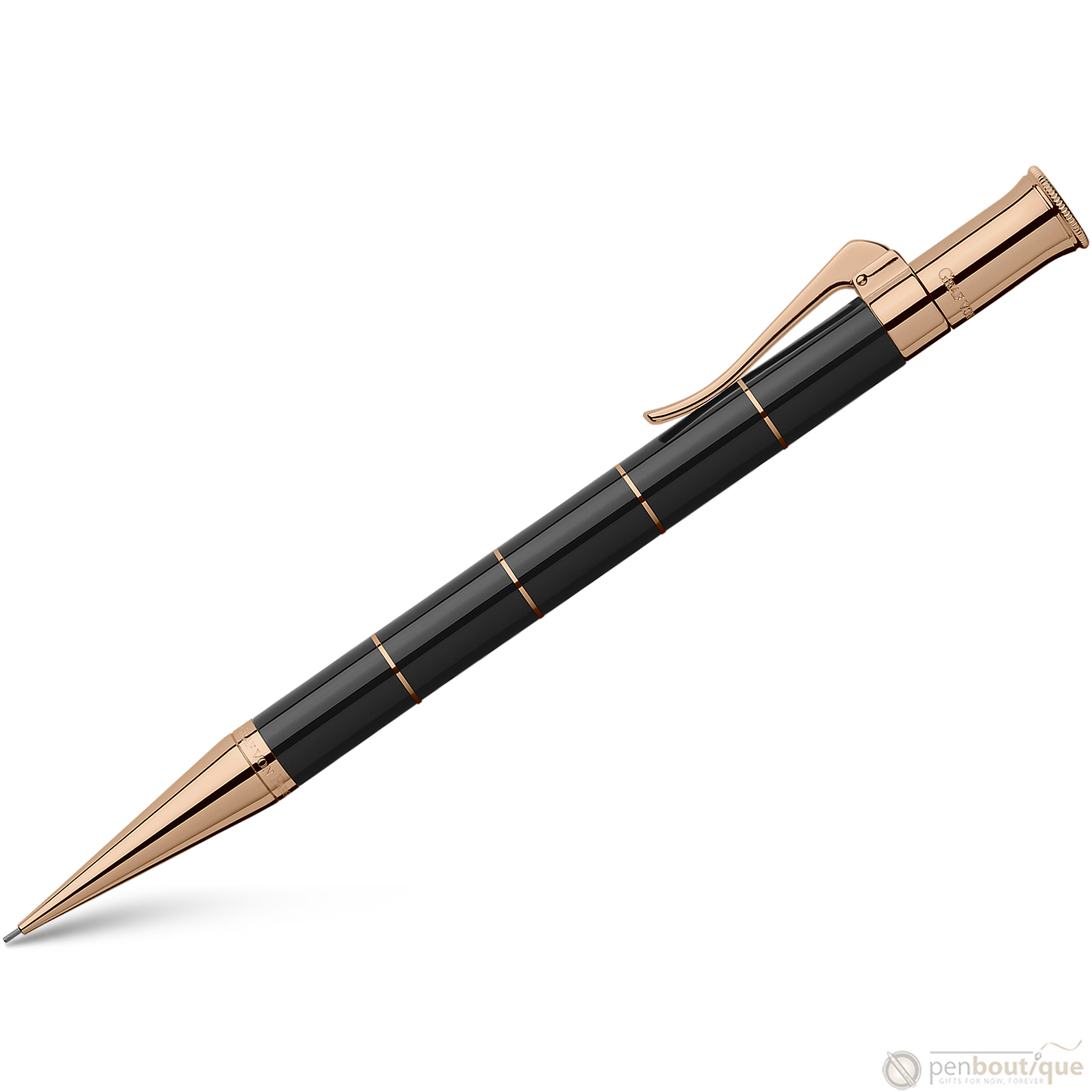 Graf von Faber-Castell Classic Anello Mechanical Pencil - Black with Rose Gold Trim-Pen Boutique Ltd