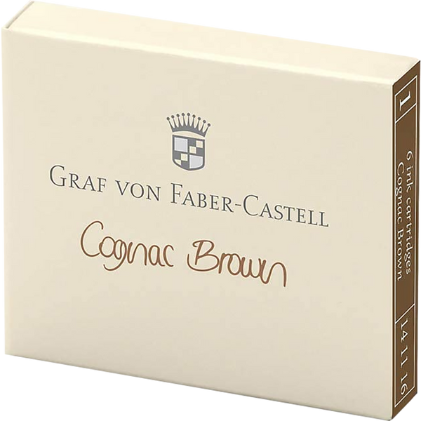 Graf Von Faber Castell Cognac Brown Ink Cartridges /Box 6-Pen Boutique Ltd