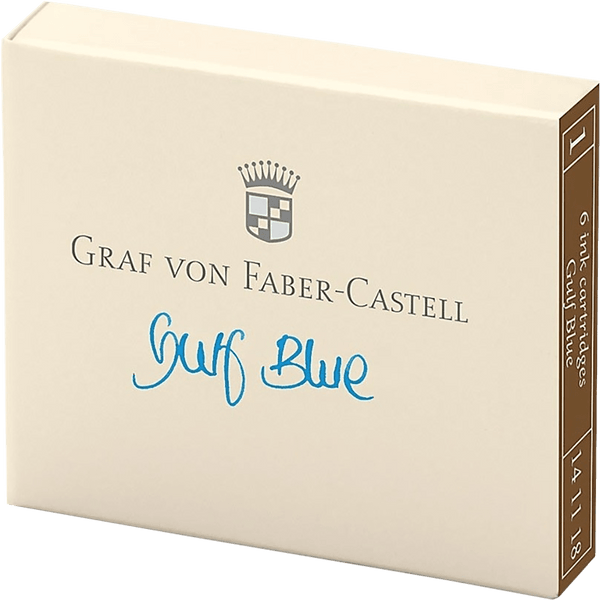 Graf Von Faber-Castell Ink Cartridges - Gulf Blue - 6/Box-Pen Boutique Ltd