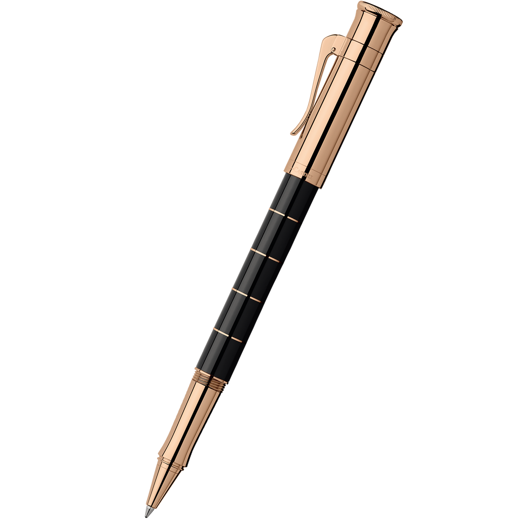 Graf von Faber-Castell Classic Anello Rollerball Pen - Black with Rose Gold Trim-Pen Boutique Ltd